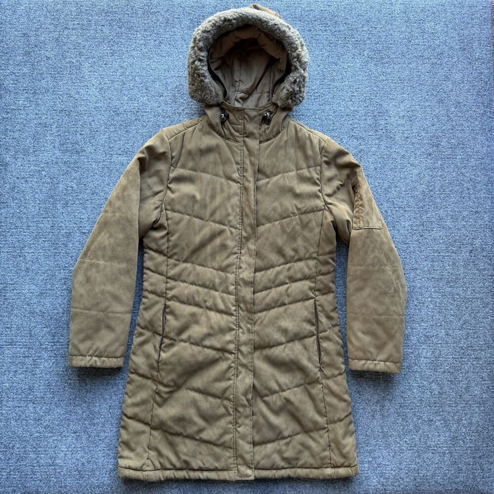 L.L.Bean XS Petite Women’s Insulated Hooded Parka Faux Fur Trim Winter Coat